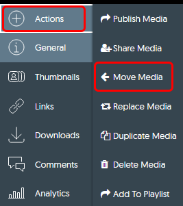 plus actions and move video in menu