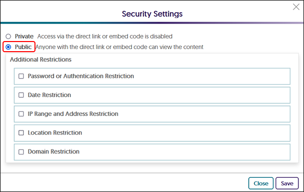 security settings