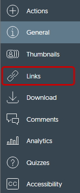 Links in the menu