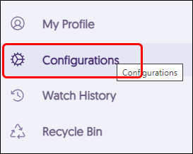 configuration in menu