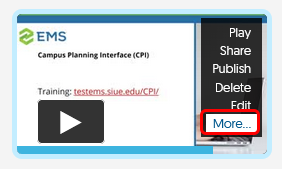 Thumbnail of video with More in the menu