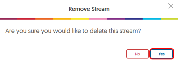 delete stream. select yes