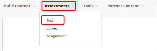 assessment dropdown select tests