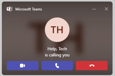 image of Teams incoming call box