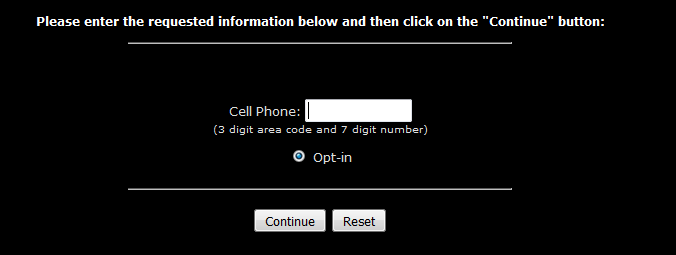 Enter Cell Phone Number in White Box