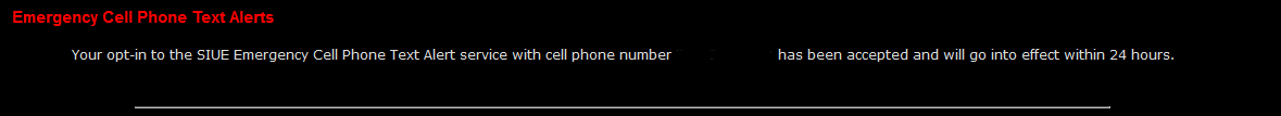 Page that Verified that the Cell Phone number is registered
