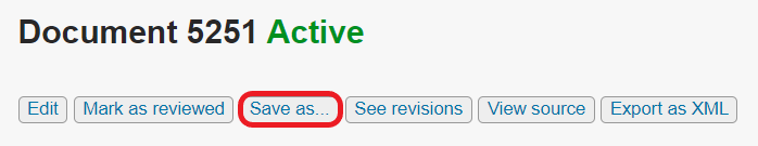 The save as button at the top of a document is circled in red.